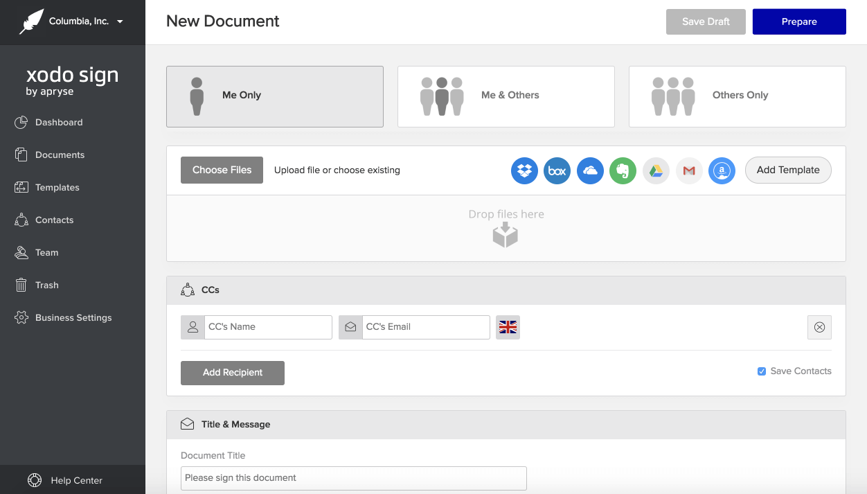 Integrations Xodo Sign (formerly eversign)