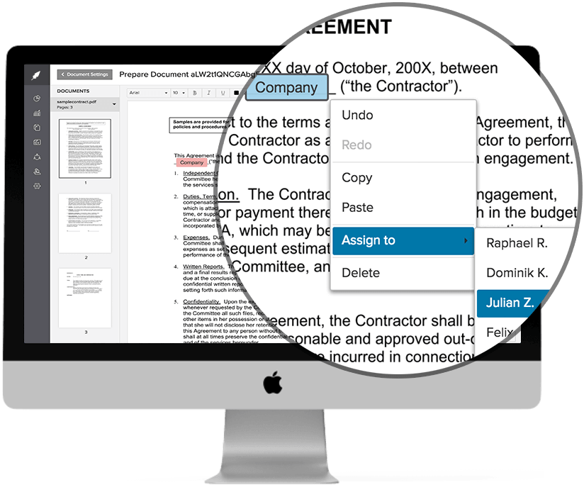 Add and reposition signature fields in a contract using Xodo Sign’s intuitive document editor
