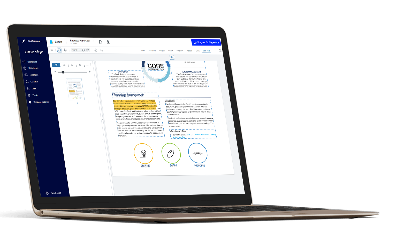 Edit documents using advanced tools in Xodo Sign
